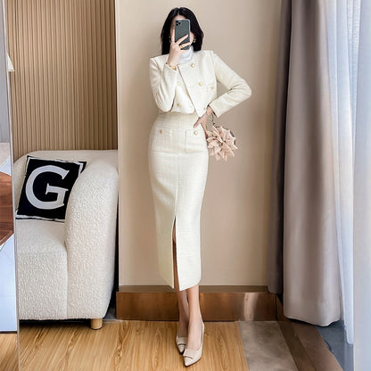 Women's Fashion Woolen Skirt Two-piece Set - Munsieur