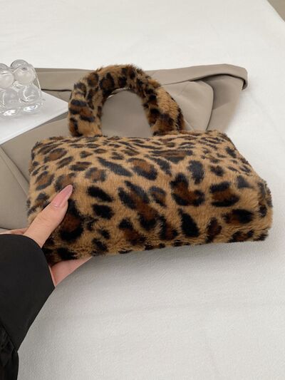 Leopard Fluff Handbag with Zip - Munsieur