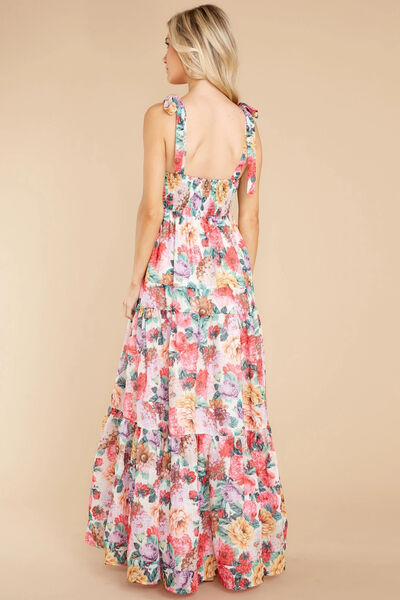 Floral Square Neck Wide Strap Maxi Dress - Munsieur