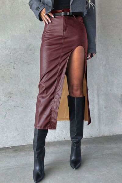 Slit Midi Skirt with Pockets - Munsieur