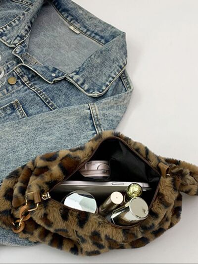 Leopard Fluff Shoulder Bag - Munsieur