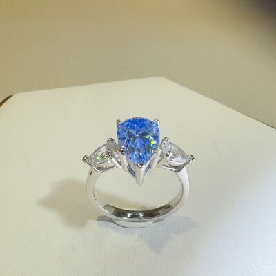 2 Carat 925 Sterling Silver Moissanite Teardrop Shape Ring - Munsieur