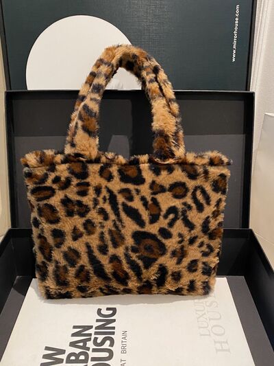 Leopard Fluff Handbag with Zip - Munsieur