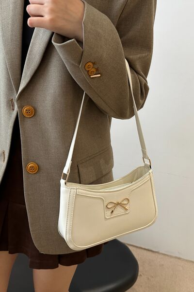 Bow Trim PU Leather Shoulder Bag - Munsieur