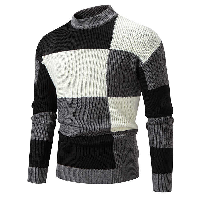 Men's Hoodie Half Turtleneck Color Matching Casual