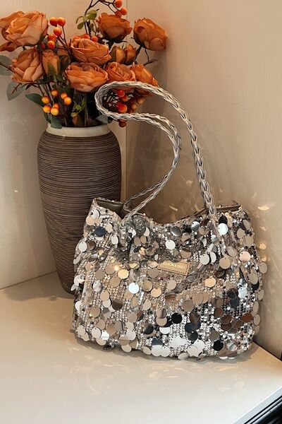 Sequin Braided Strap Shoulder Bag - Munsieur