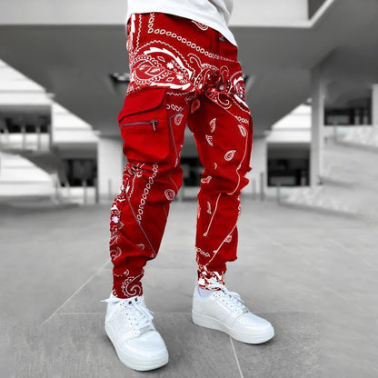 Men's Bandanna Print Casual Wide-Leg Harem Pants