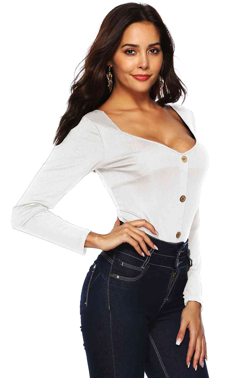 Button Detail Bodysuit - Munsieur