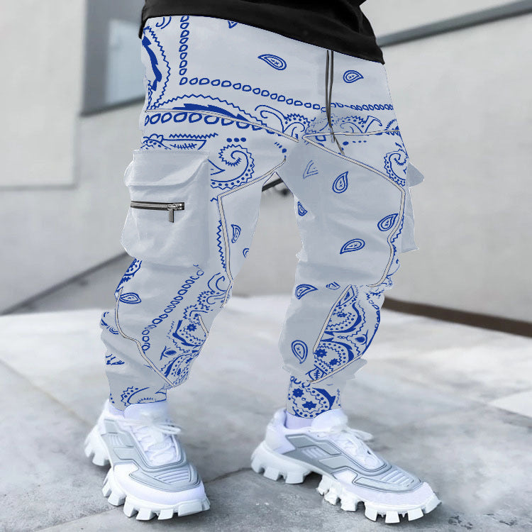Men's Bandanna Print Casual Wide-Leg Harem Pants