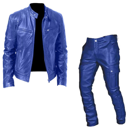 Men's Leather Coat Set Two-piece PU Casual - Munsieur