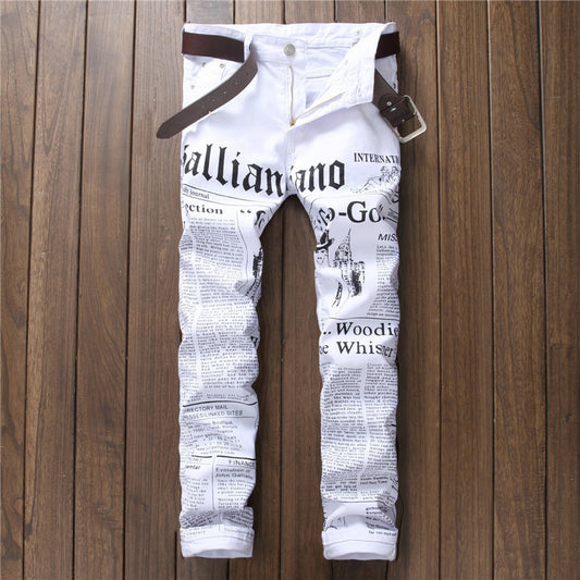 Men's Newspaper Streetwear Fashion Designer Pants