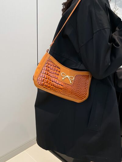 Bow PU Leather Shoulder Bag - Munsieur