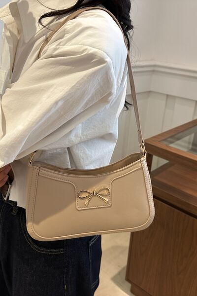 Bow Trim PU Leather Shoulder Bag - Munsieur
