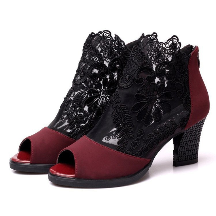 Women's Ankle Boots Summer Sexy Flower Plus Size 35-43