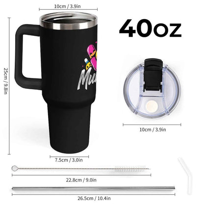 40oz Insulated Tumbler with Handle and Straw Munsieur Nurses Gift Doctors Thermos