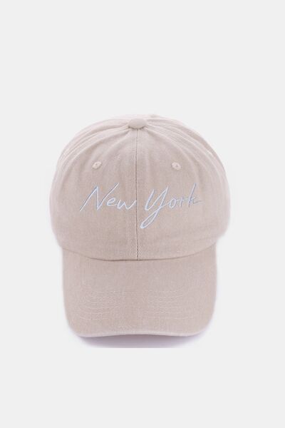 Zenana Washed Embroidered City Baseball Cap - Munsieur
