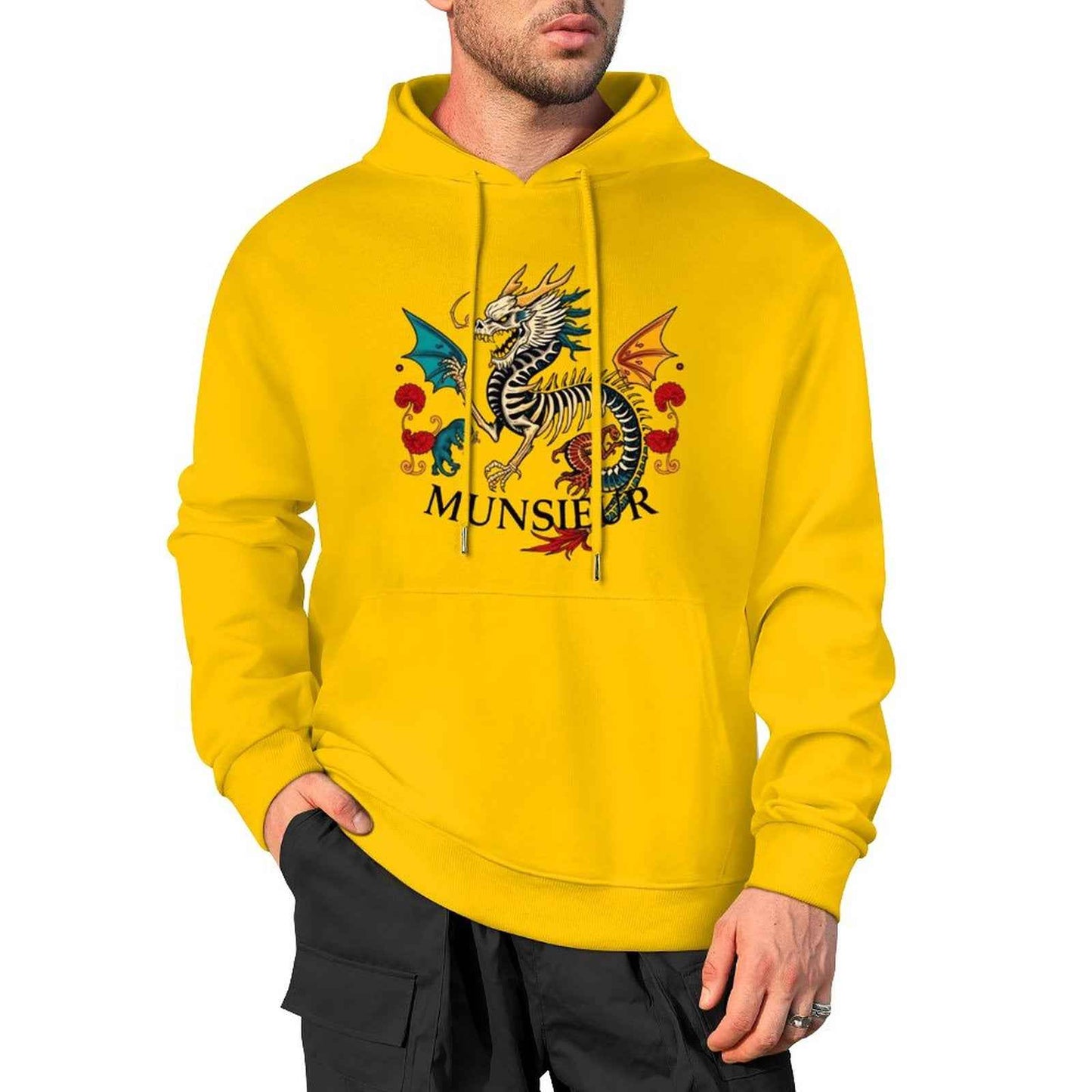 Munsieur Inferno Crest: Dragon Hoodie for Men - Munsieur