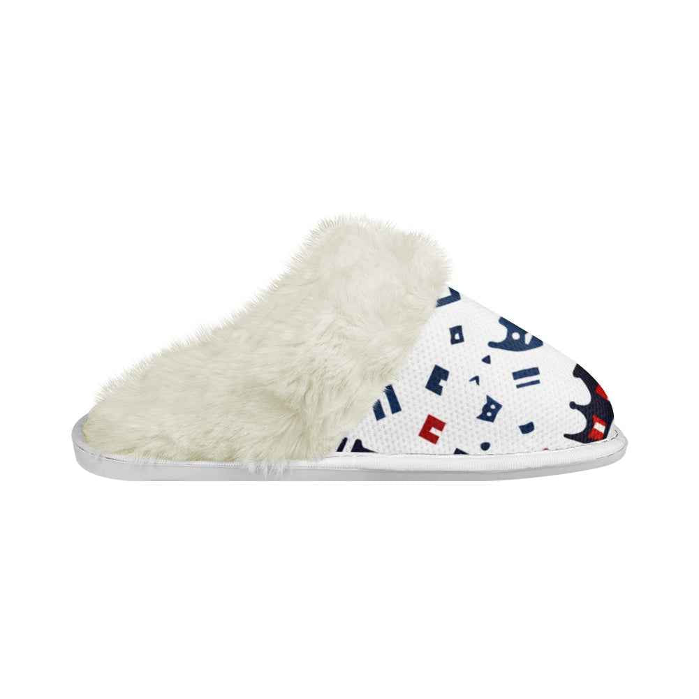 Cotton slippers with fur edges