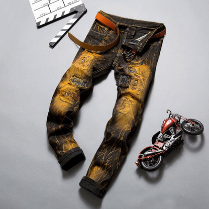 Nostalgic Color Locomotive Ripped Pants