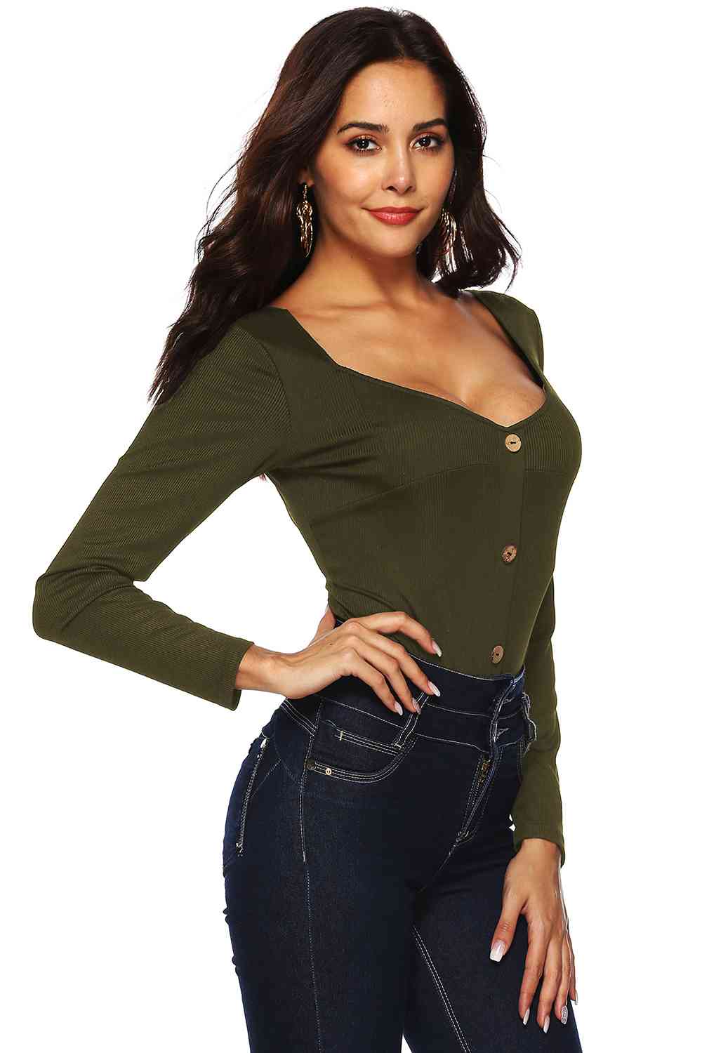 Button Detail Bodysuit - Munsieur