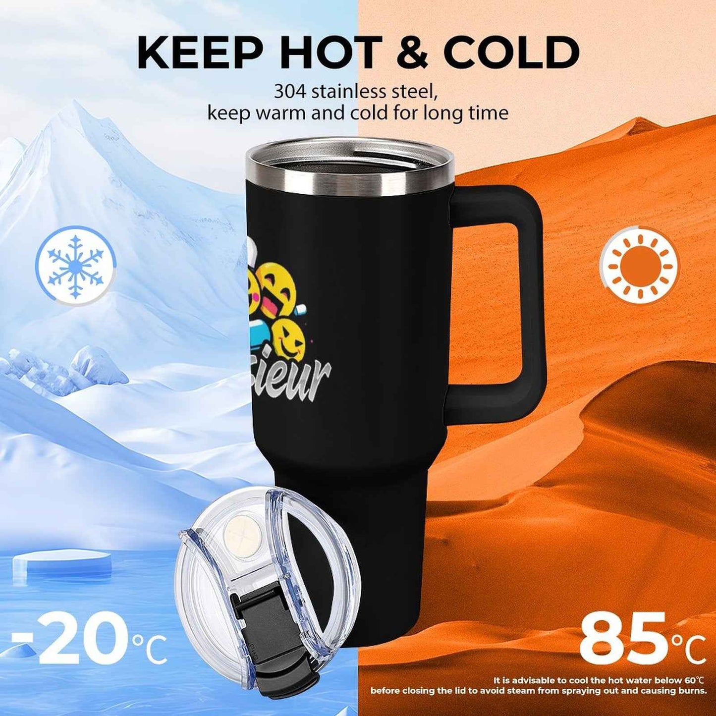 40oz Insulated Tumbler with Handle and Straw Munsieur Nurses Gift Doctors Thermos