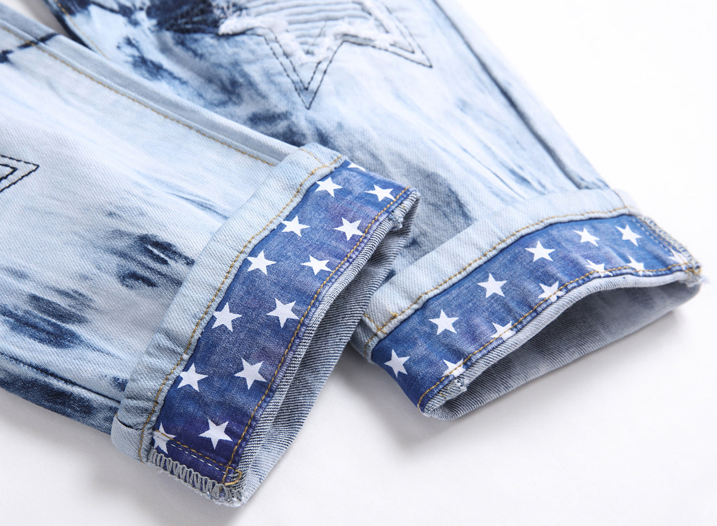 Men's Embroidery Float Fashionable Denim Pants