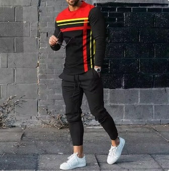 Men's Ethnic Style Printed Long Sleeve Jogger Set - Munsieur