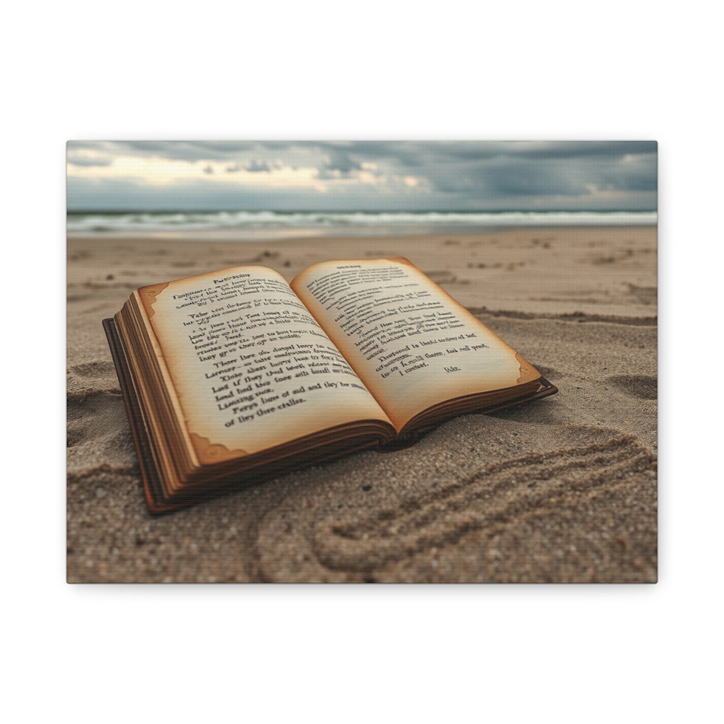 Ocean Themed Stretched Canvas Print, Coastal Decor, Book Lovers Art, Beach Home Decor, Nautical Wall Art