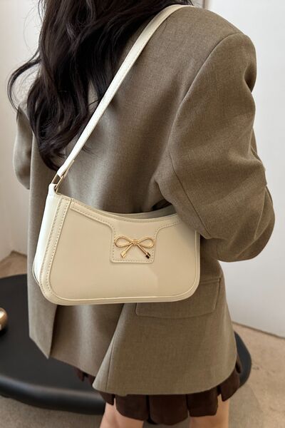Bow Trim PU Leather Shoulder Bag - Munsieur