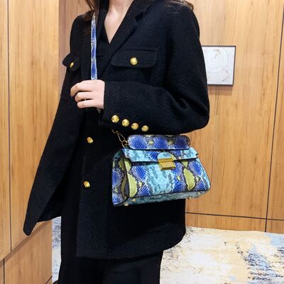 PU Leather Snakeskin Print Crossbody Bag - Munsieur