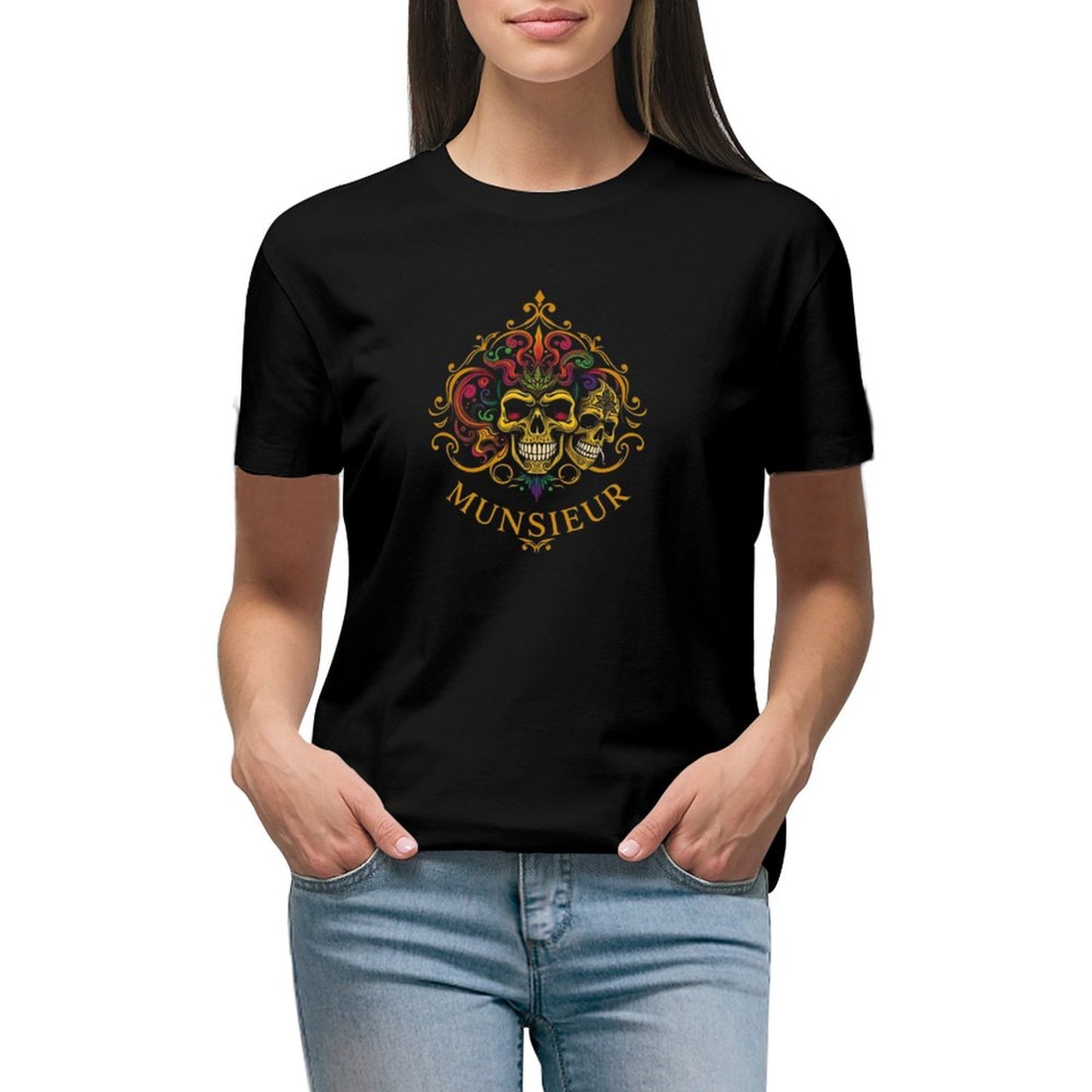 Munsieur Women's T-shirt "Mardi Gras" Designer Streetwear for Her Embroidered