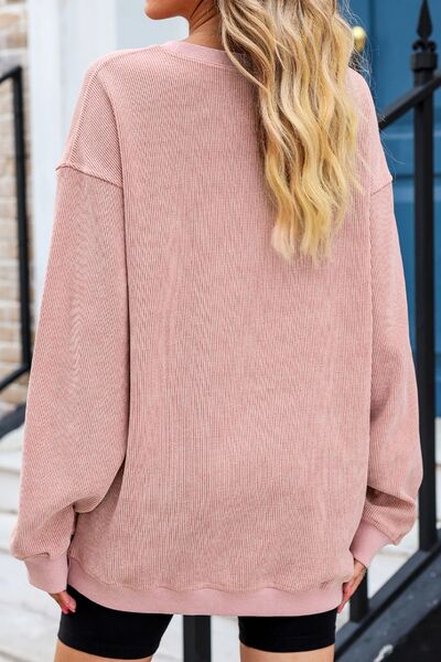 Round Neck Dropped Shoulder Sweatshirt for Comfort - Munsieur