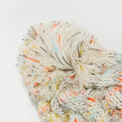 Contrast Cable-Knit Hat with Pompom - Munsieur
