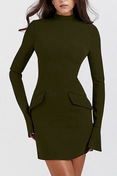 Mock Neck Long Sleeve Mini Dress - Munsieur