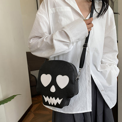 Halloween Skull Shoulder Bag with Love Eyes - Fashion Crossbody Bag