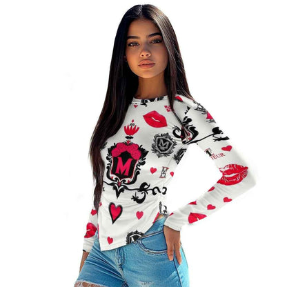 Long-sleeved round neck irregular slim fit bottoming shirt