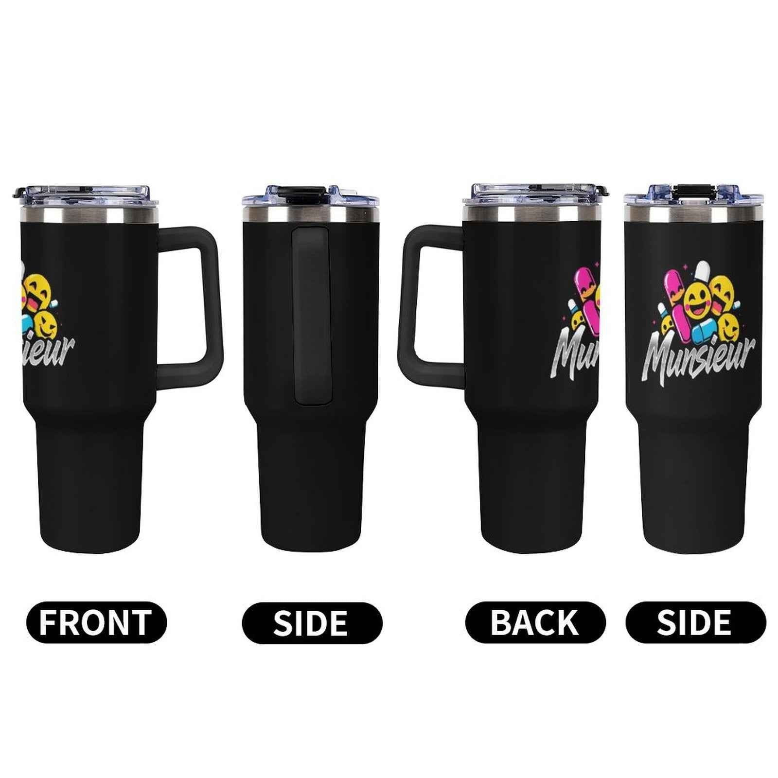 40oz Insulated Tumbler with Handle and Straw Munsieur Nurses Gift Doctors Thermos