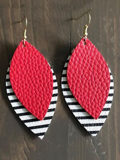 PU Leather Leaf Dangle Earrings - Munsieur