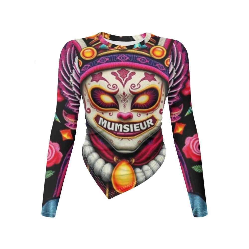 Long-sleeved round neck irregular slim fit bottoming shirt