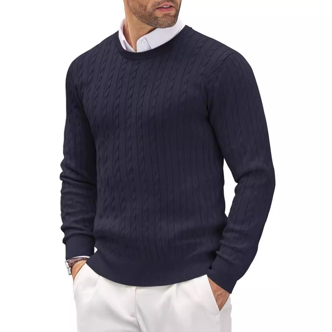 Men's Round Knitted Hoodie Twisted Flower Slim Fit - Munsieur