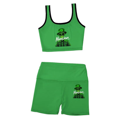 Munsieur St. Patrick's Day Collection Clover Gang Custom Printed Patterned Ribbed Yoga Bottom Sets