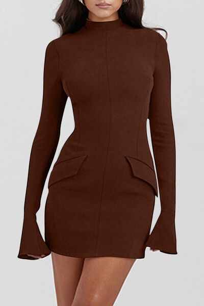 Mock Neck Long Sleeve Mini Dress - Munsieur
