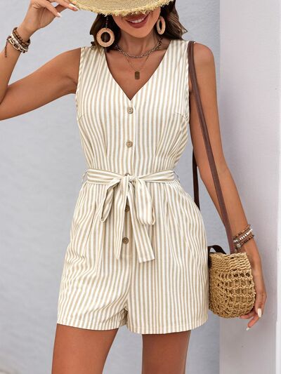 Women's Striped Romper summer outfit - Munsieur