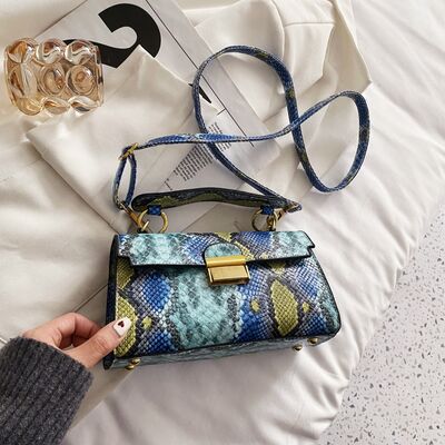 PU Leather Snakeskin Print Crossbody Bag - Munsieur