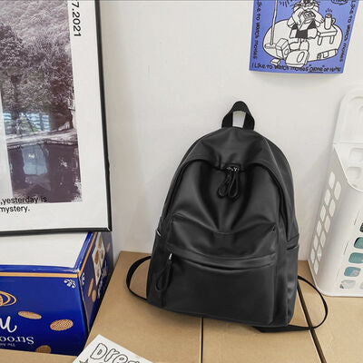 Stylish PU Leather Zip Backpack for Everyday Use - Munsieur