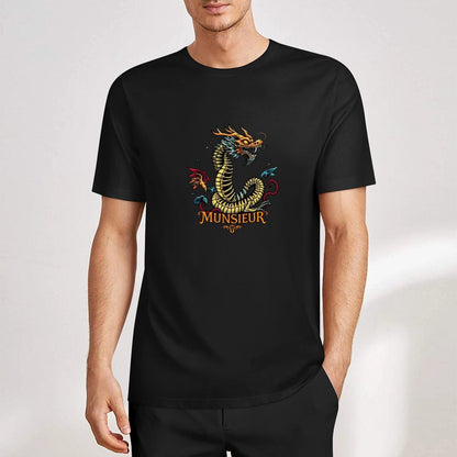 Munsieur Brand Graphic Tee Cotton Men's breathable Dragon Design