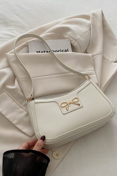 Bow Trim PU Leather Shoulder Bag - Munsieur