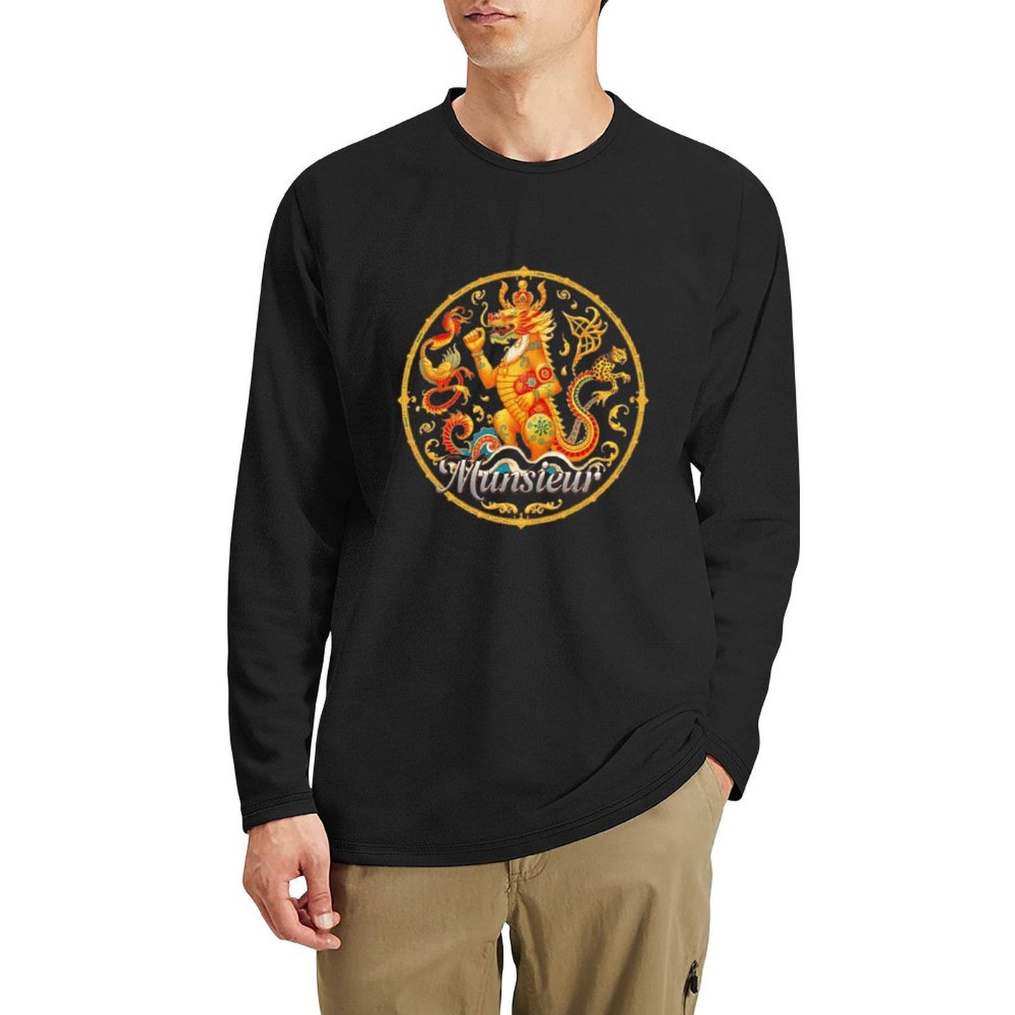 Munsieur Long Sleeve Tee for Men: Luxe Fabric, Tailored Fit - Munsieur