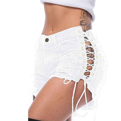 Ripped Bandage Denim Bottoms for Women