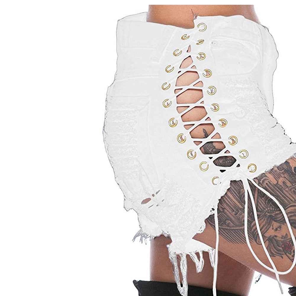 Ripped Bandage Denim Bottoms for Women
